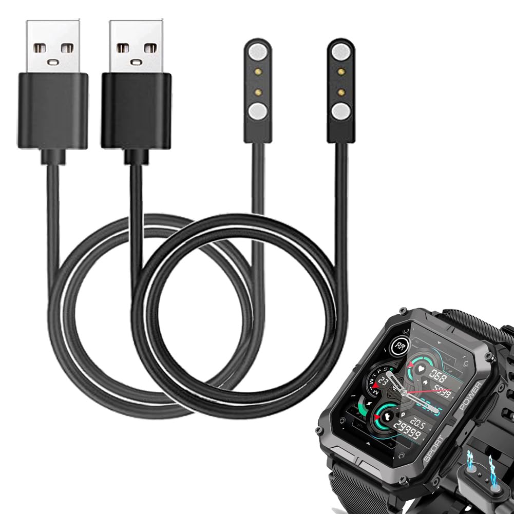smaate smart watch Cable Chargers PUREROYI C20PR 1.83” Rugged Military Smart Watch 2-Pack