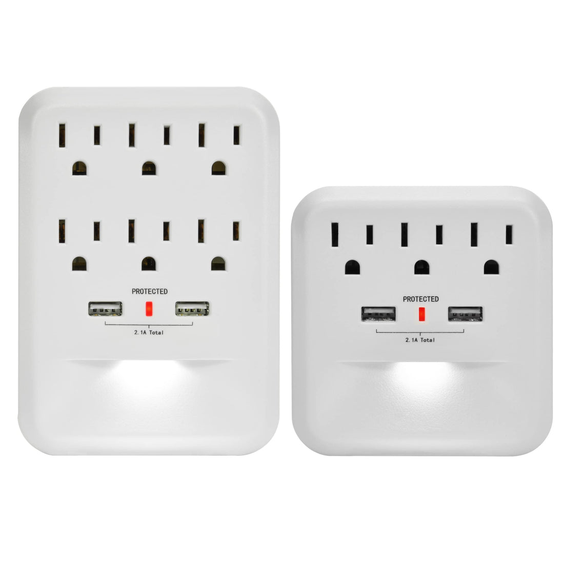 Clear Power Combo: 2-Outlet Travel tap w/USB-A &amp; USB-C Chargers &amp; 6-Outlet Wall-tap w/3-port USB-A &amp; 1-Port USB-C Chargers CP30008