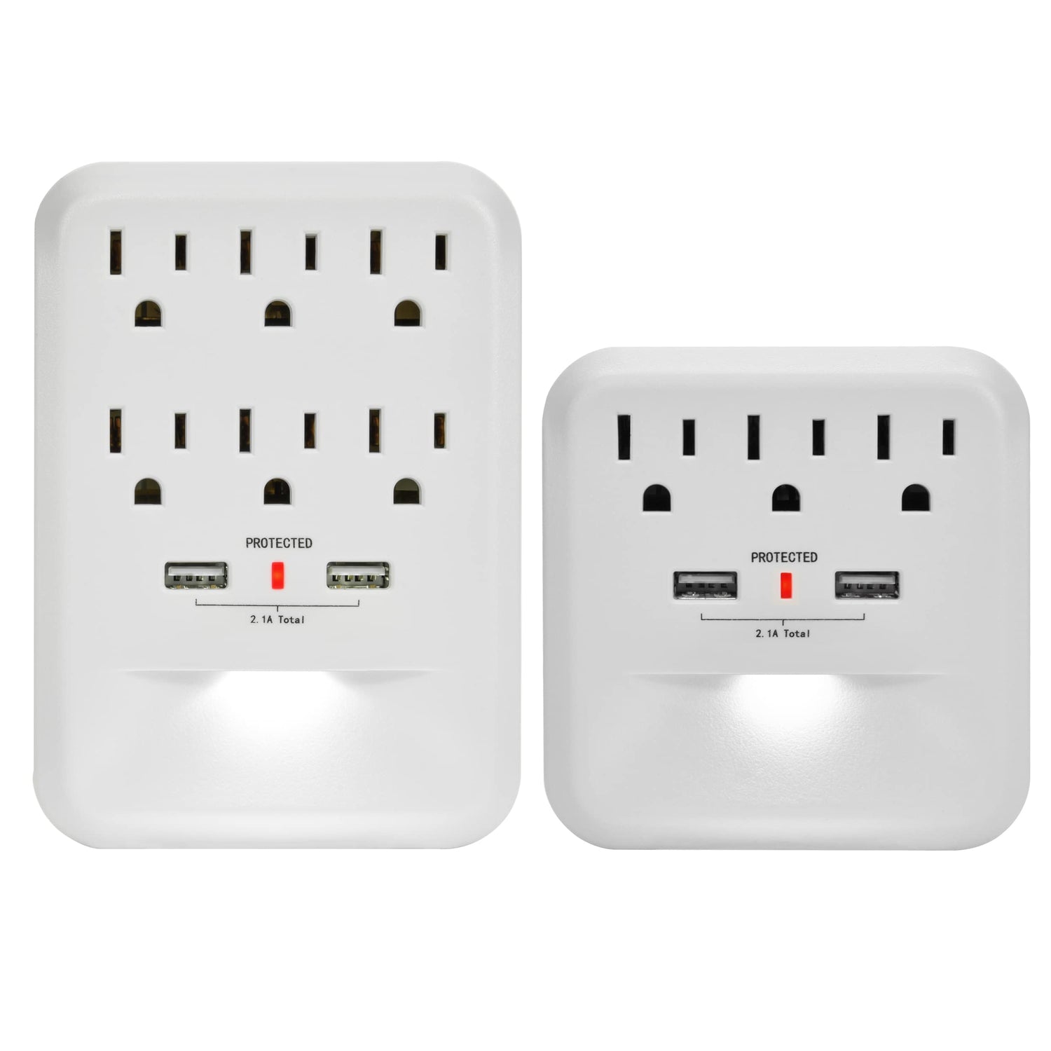 Clear Power Combo: 2-Outlet Travel tap w/USB-A &amp; USB-C Chargers &amp; 6-Outlet Wall-tap w/3-port USB-A &amp; 1-Port USB-C Chargers CP30008