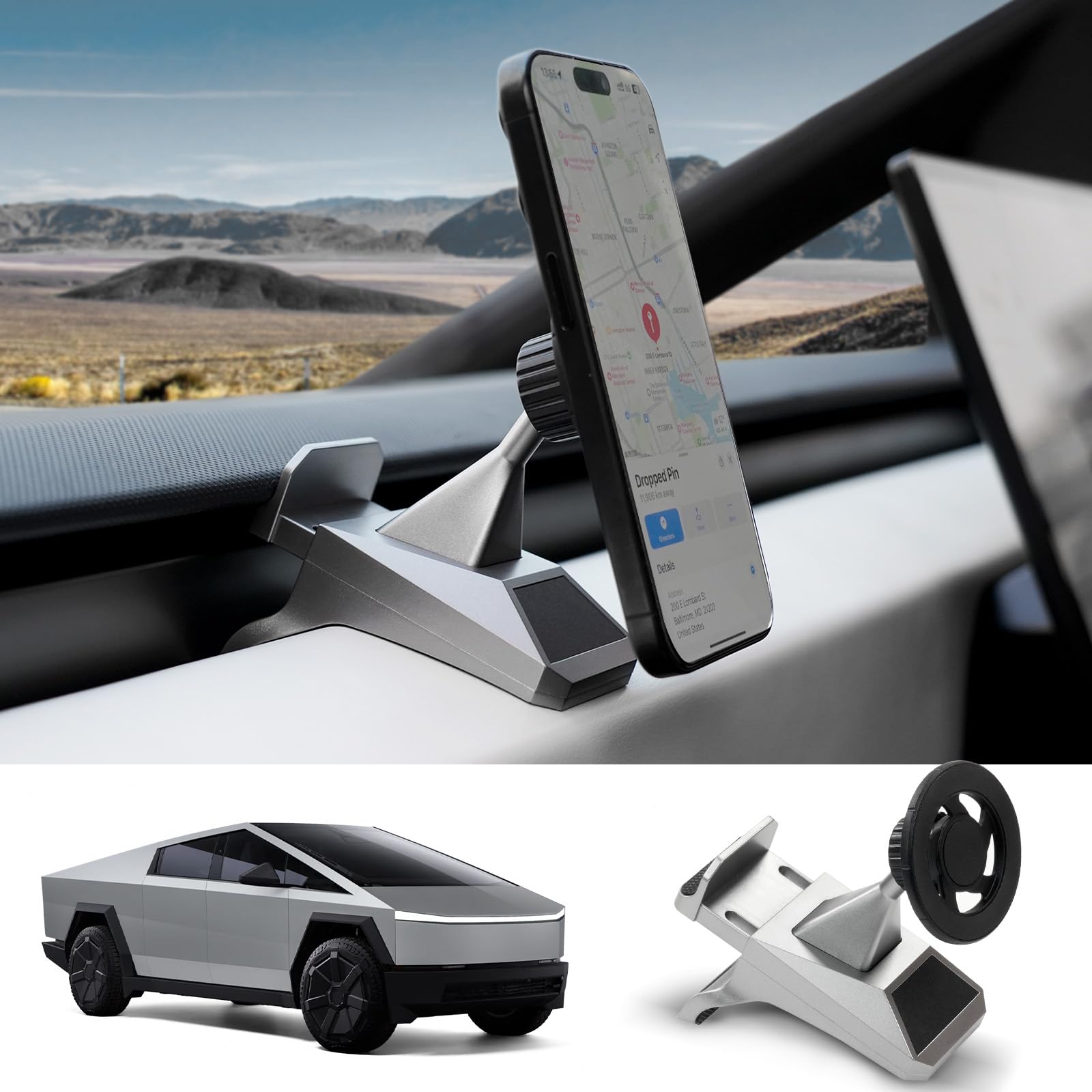 Foronetry Magnetic Phone Mount for Tesla Cybertruck 2024 Adjustable Phone Holder for Cybertruck Accessories Compatible Phone with Magnetic Ring