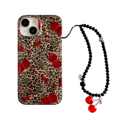 aaknhen Leopard Cherry Phone Case Compatible for iPhone