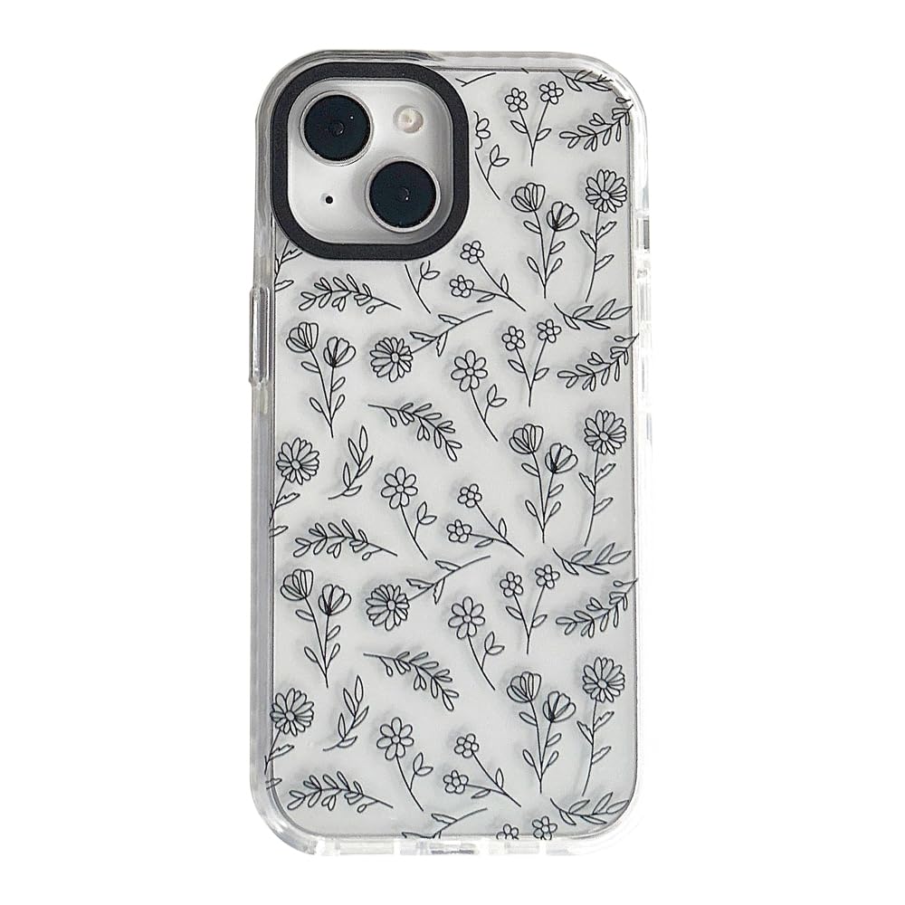 Compatible with iPhone 14 Phone Case Fashion Cute Small Flower Design Silicone Shockproof Bumper Protective Cases Women Girls for Apple 14 Cases - Clear