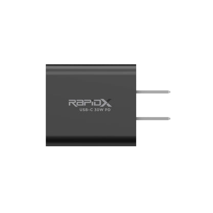 RapidX USB-C 30W PD Super Compact Wall Charger Fast Charge iPhone 12 Android Devices Power Banks Small Laptops and More. Black (RX-MINIPDBLK)